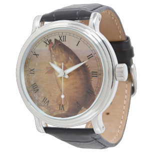 Reloj De Pulsera Pesca deportiva de vintage, pez de culo marrón lar