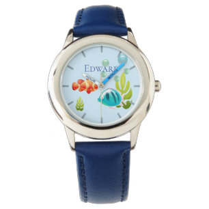 Reloj De Pulsera Pescado colorido con burbujas y algas marinas