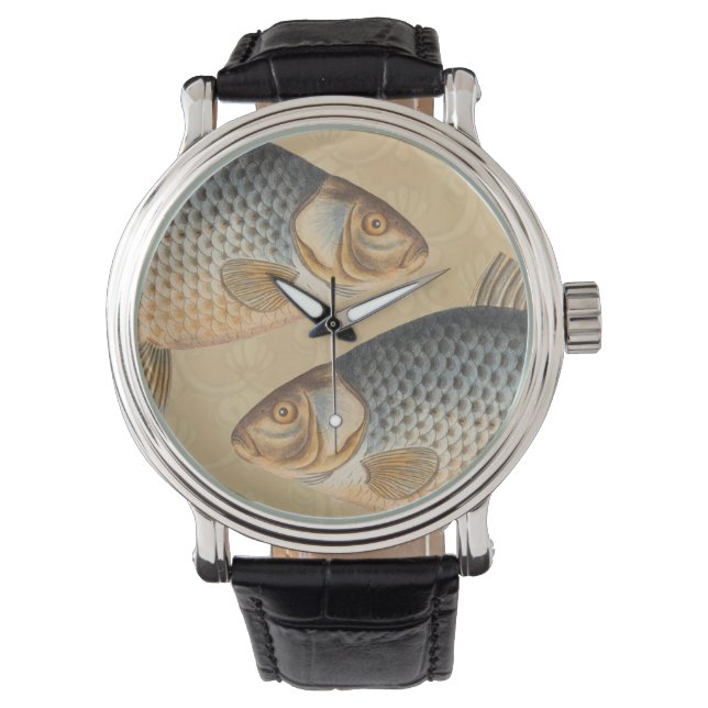 Reloj De Pulsera Pescado de carpa pescar pintura de agua dulce (Anverso)