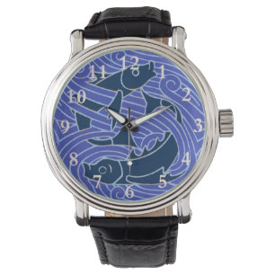 Reloj De Pulsera Pescado Negrita Natación Océano Pesca Azul