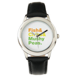 Reloj De Pulsera Pescado & Patatas Fritas & Guisantes Harinosos.