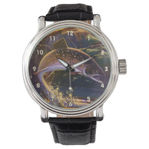 Reloj De Pulsera Pescador de trucha de rollo vintage, pesca deporti