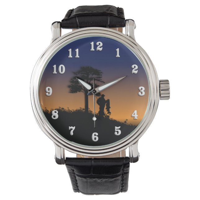 Reloj De Pulsera Pescador en números blancos oscuros (Anverso)