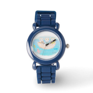 Reloj De Pulsera Pescadores gatos niños vigilancia