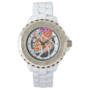 Reloj De Pulsera Pescados afortunados del koi de la tinta japonesa