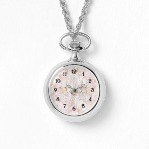 Reloj De Pulsera Pétalos de Rosa de Oro Rosa Floral Araña