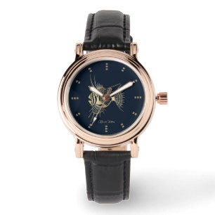 Reloj De Pulsera Pez Tropical De Lujo Dorado