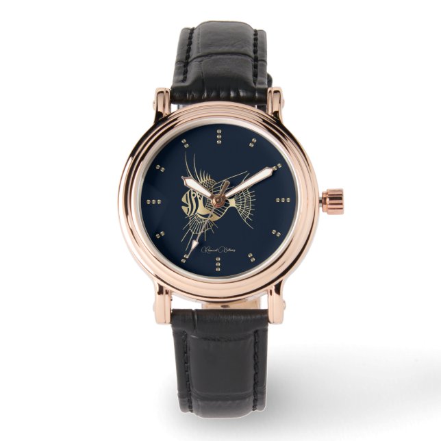 Reloj De Pulsera Pez Tropical De Lujo Dorado (Anverso)