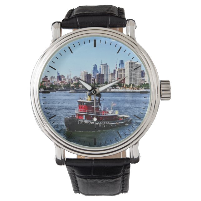 Reloj De Pulsera Philadelphia PA - Tugboat por Philadelphia Skyline (Anverso)