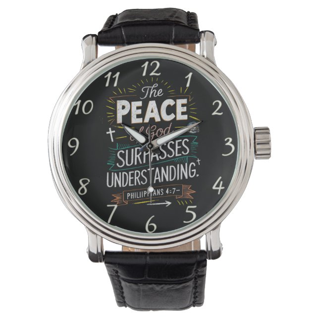 Reloj De Pulsera Philippians 4:7 Peace Understanding Faith (Anverso)
