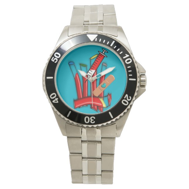 Reloj De Pulsera Phlebotomist Watch Artsy Blood Tubos (Anverso)
