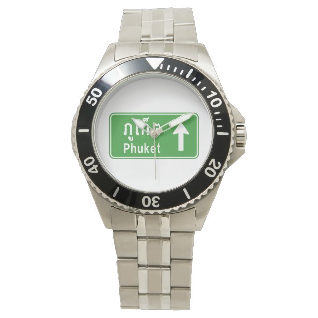 Reloj De Pulsera Phuket Ahead ⚠ Rótulo de tráfico por carretera en  (Anverso)