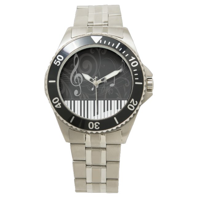 Reloj De Pulsera Piano caprichoso y notas musicales (Anverso)
