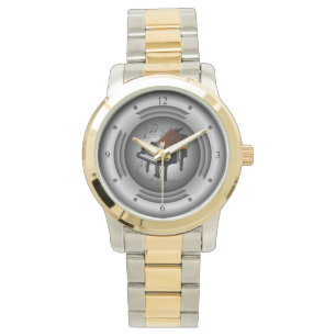 Reloj De Pulsera Piano ~ Desplazamiento musical ~ Altavoz plateado 