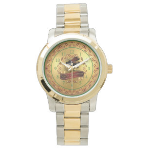 Reloj De Pulsera Piano ~ Musical Scroll ~ Oro "Feliz Navidad"