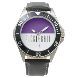 Reloj De Pulsera PICKLEBALL Fun moderno bloque de color morado blan