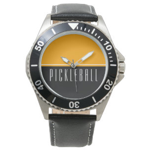 Reloj De Pulsera PICKLEBALL negrita Golden Yellow Black Color Block