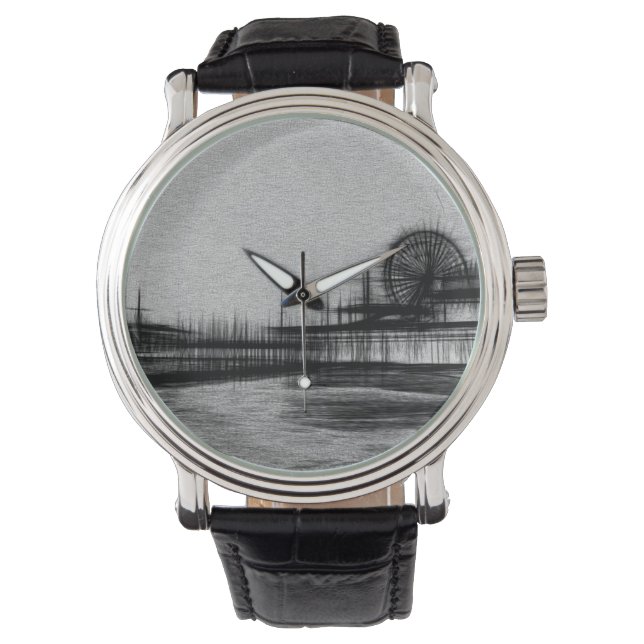 Reloj De Pulsera Pie Santa Mónica de ruido blanco (Anverso)