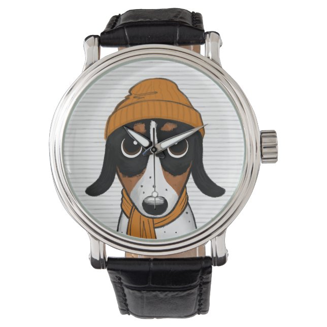 Reloj De Pulsera Piebald Dachshund Cute Hipster Dog Watch (Anverso)