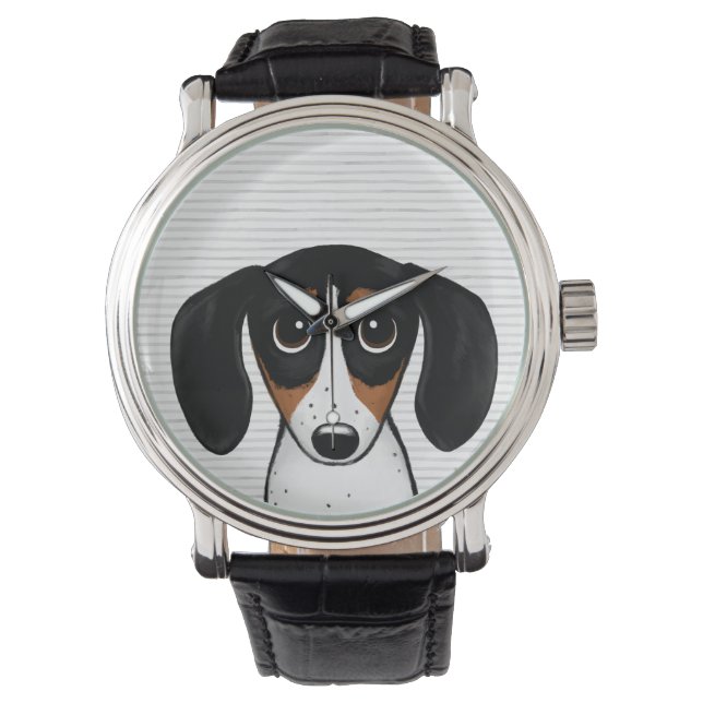 Reloj De Pulsera Piebald Dachshund Cute Personalizado Perro picado (Anverso)