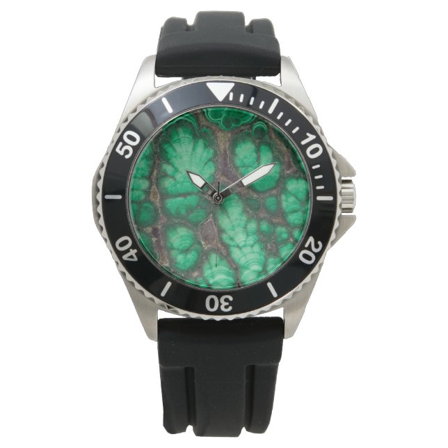 Reloj De Pulsera Piedra de malaquita con patrón verde (Anverso)