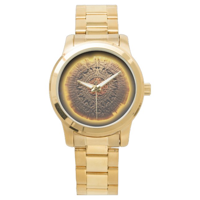 Reloj De Pulsera Piedra del calendario azteca (Anverso)