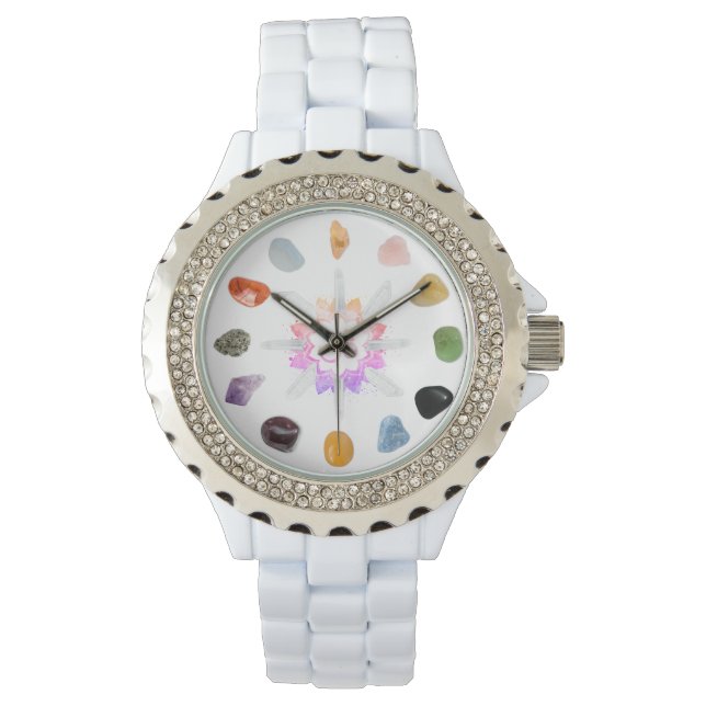 Reloj De Pulsera *~* Piedras chakra de Lotus Om Crystal Grid de una (Anverso)