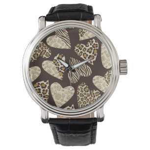 Reloj De Pulsera Piel animal con corazones