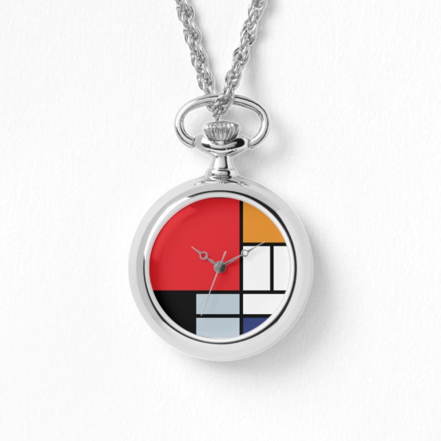 Reloj De Pulsera Piet Mondrian - Composición con gran plano rojo (Anverso)