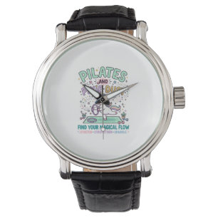 Reloj De Pulsera Pilates de Unicornio y Tipografía Negrita Polvo de