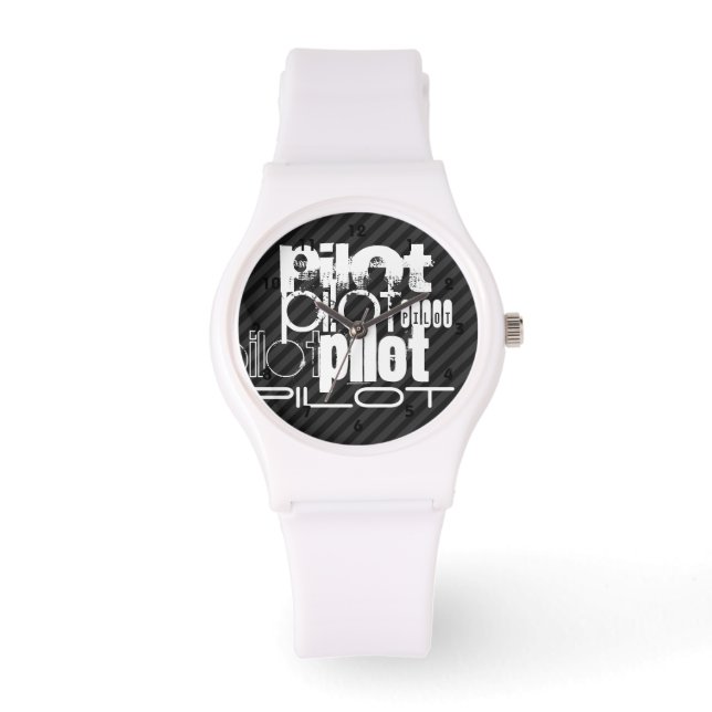 Reloj De Pulsera Piloto; franjas grises negras y oscuras (Anverso)