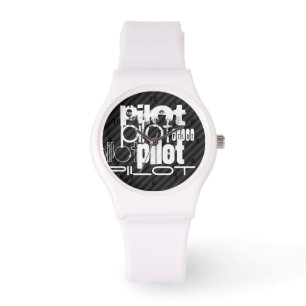 Reloj De Pulsera Piloto; Rayas negras y gris oscuro