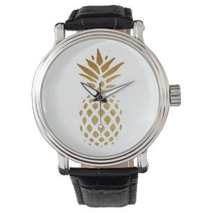 Reloj De Pulsera Piña dorada, fruta en oro
