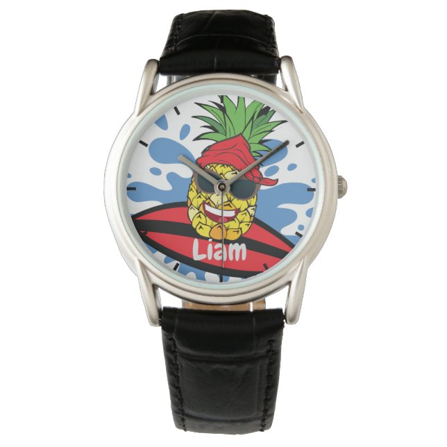 Reloj De Pulsera Piña Surfista Divertida (Anverso)