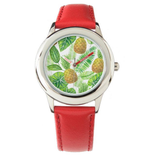 Reloj De Pulsera Piñas y hojas tropicales (Anverso)