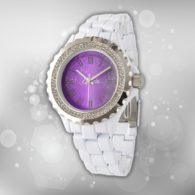 Reloj De Pulsera Pincel púrpura moderno Metalizado con monograma pl (Subido por el creador)