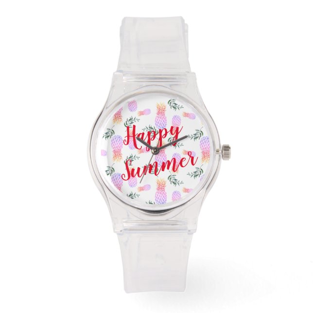 RELOJ DE PULSERA PINEAPPLE ROSA Y NARANJA FELIZ VERANO (Anverso)