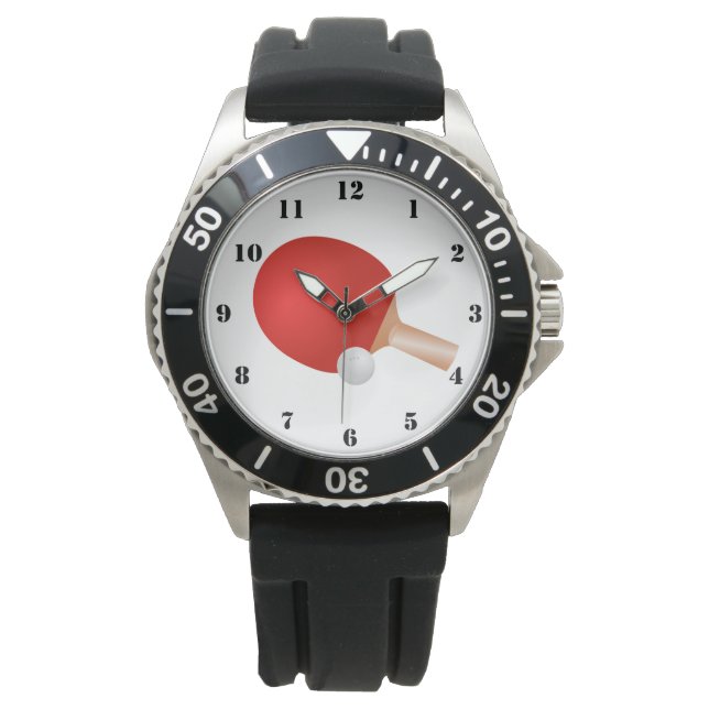 RELOJ DE PULSERA PING PONG: MESA DE TENIS PADDLE Y BALL (Anverso)