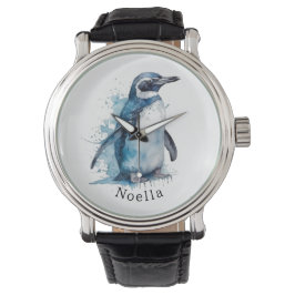 Reloj De Pulsera Pingüino acuático de Azure ártico, personalizado