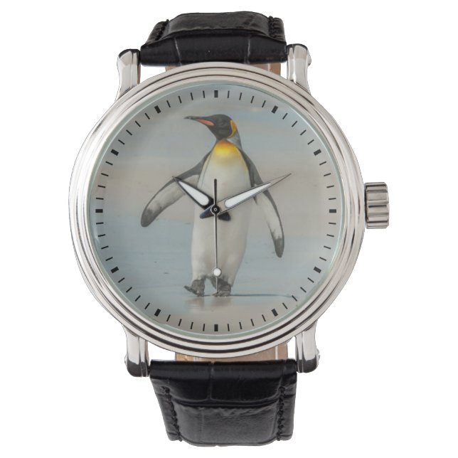 Reloj De Pulsera Pingüino caminando en la playa (Anverso)