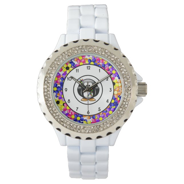 Reloj De Pulsera Pingüino De Cinta De Rompecabezas (Anverso)