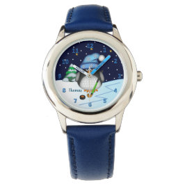 Reloj De Pulsera Pingüino de hockey con nombre personalizado