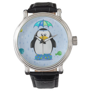 Reloj De Pulsera Pingüino de las botas de lluvia