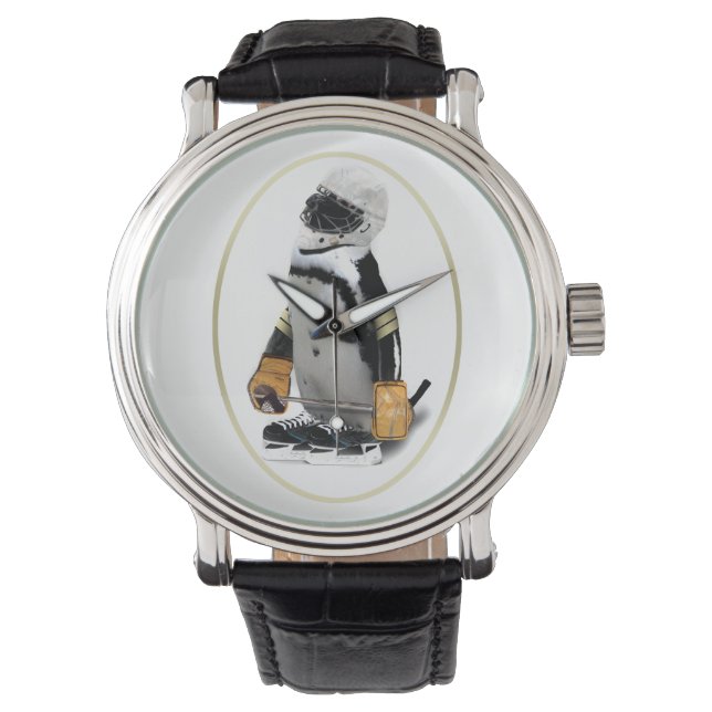 Reloj De Pulsera Pingüino jugador de hockey mascota (Anverso)