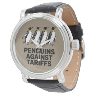 Reloj De Pulsera Pingüinos de época protestan contra aranceles dive