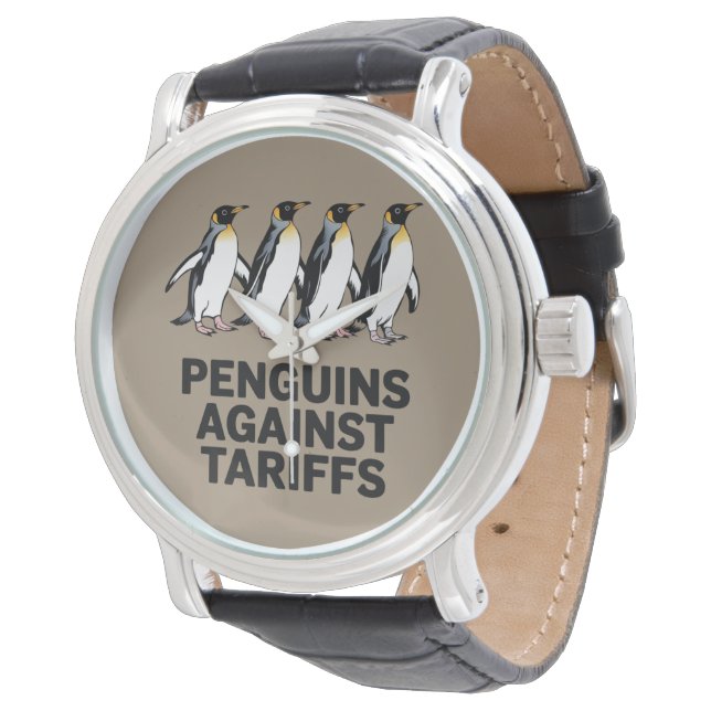 Reloj De Pulsera Pingüinos de época protestan contra aranceles dive (Angular)
