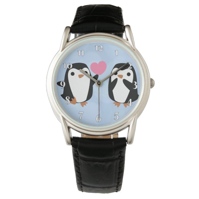 Reloj De Pulsera Pingüinos enamorados (Anverso)