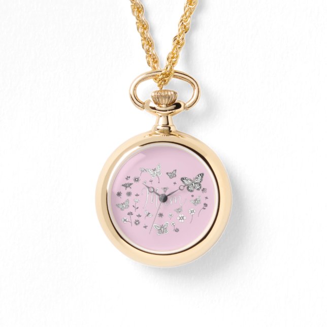 Reloj De Pulsera Pink and White Mother's Day Ladies (Anverso)