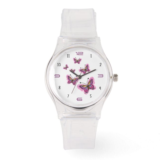 Reloj De Pulsera Pink Butterfly Flight – Elegant Minimalist (Anverso)