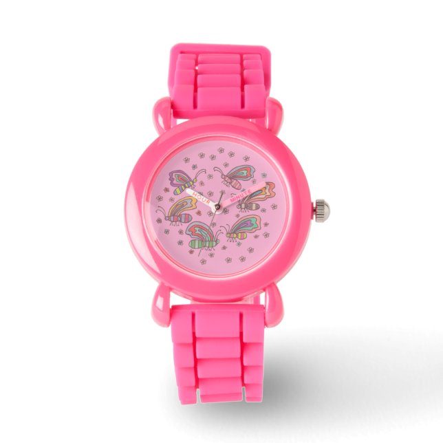 Reloj De Pulsera Pink Butterfly Lady Watch (Anverso)